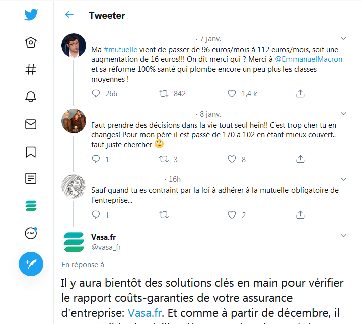 Réactions des clients | Twitter